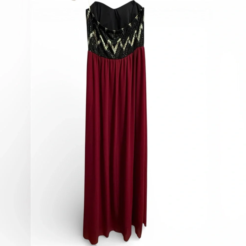 Style Rack Strapless Maxi Black & Red Dress with Sequins & Sheer bottom Small - Picture 6 of 10